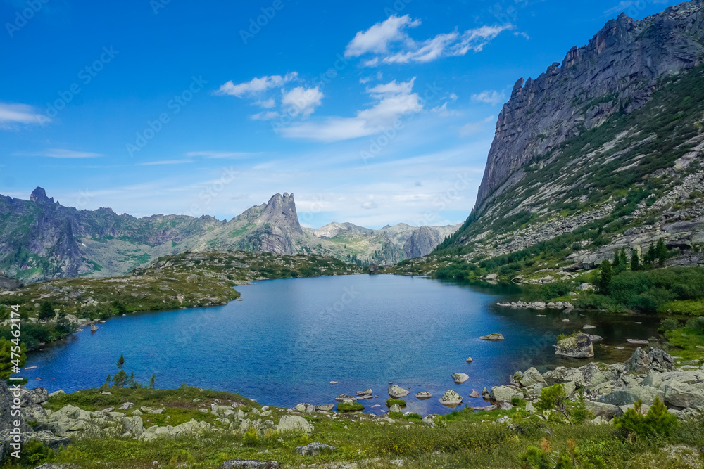Beautiful mountain lake in the Ergaki nature reserve