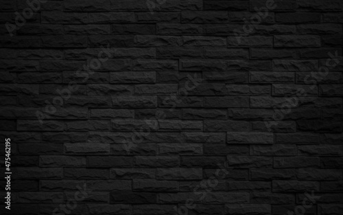Abstract dark brick wall texture background pattern, Wall brick surface texture. Brickwork painted of black color interior