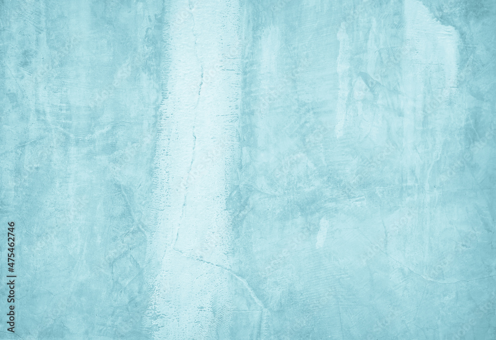 Blue and white concrete stone texture for background in summer wallpaper. Concrete abstract wall of light cyan color, cement texture mint green for design.