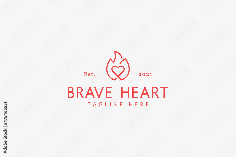 Brave Heart Icon Logo. Burning Love. Couple Warm Relationship. Brave Heart Icon Logo. Burning Love. Couple Warm Relationship.