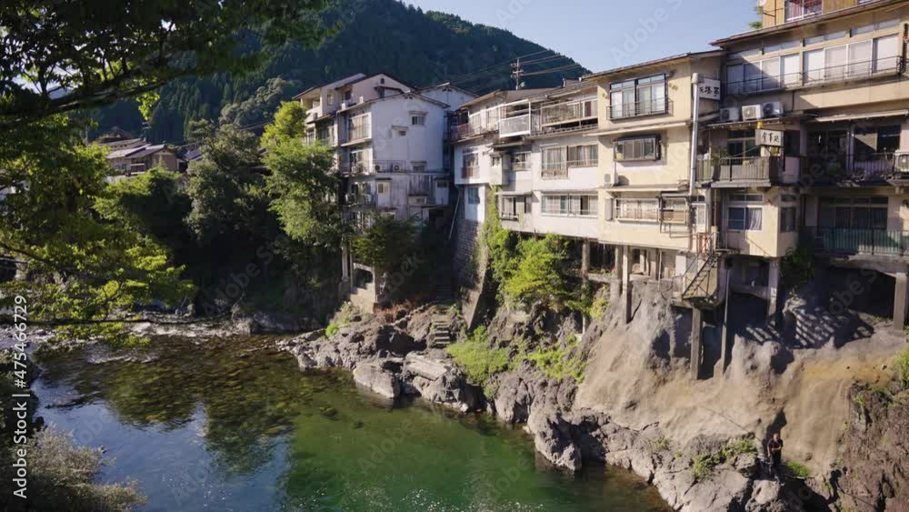 Gujo Hachiman, The Water City, Beautiful Neighborhood Along River, Gifu Japan Gujo Hachiman, The Water City, Beautiful Neighborhood Along River, Gifu Japan