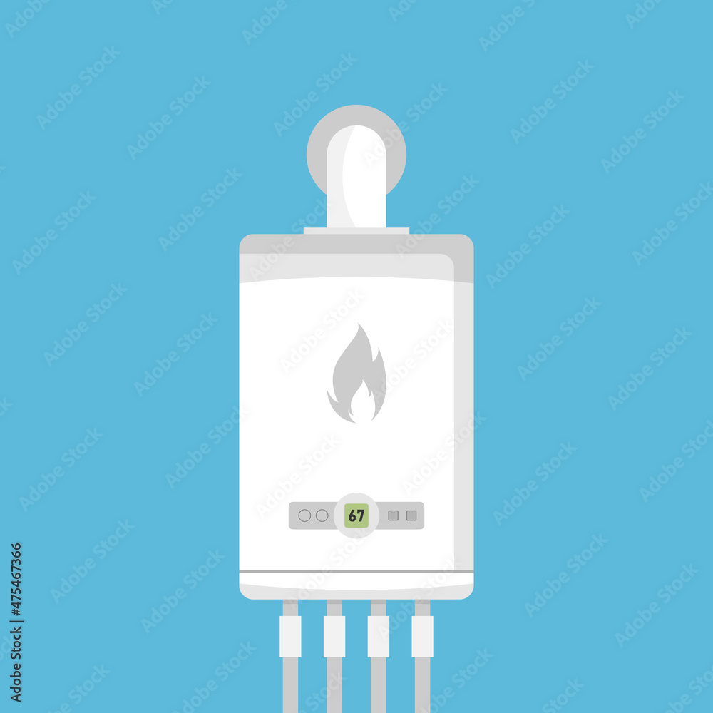 Gas boiler icon in flat style. Heater vector illustration on isolated background. Boiling sign business concept. Gas boiler icon in flat style. Heater vector illustration on isolated background. Boiling sign business concept.