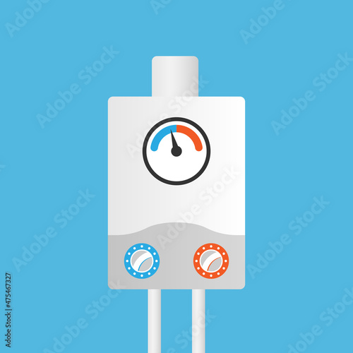 Gas boiler icon in flat style. Heater vector illustration on isolated background. Boiling sign business concept.