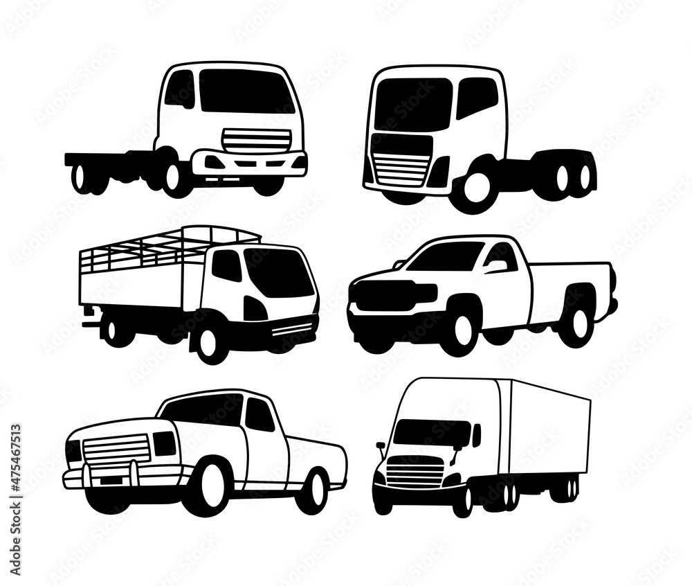 truck pickup and box transportation delivery illustration pack truck pickup and box transportation delivery illustration pack
