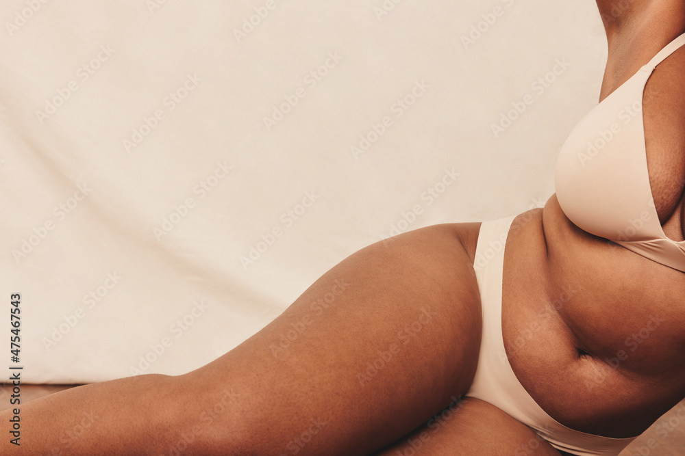 Samolepka Female body wearing beige underwear