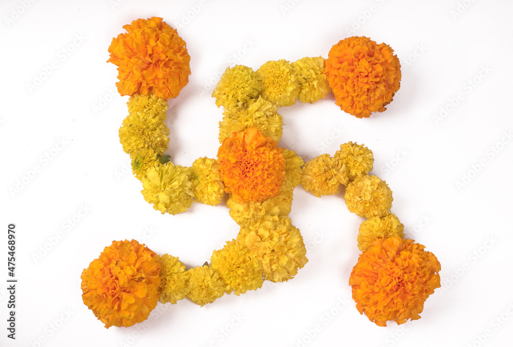 Yellow flowers of Marigold isolated on white background. Yellow flowers of Marigold isolated on white background.