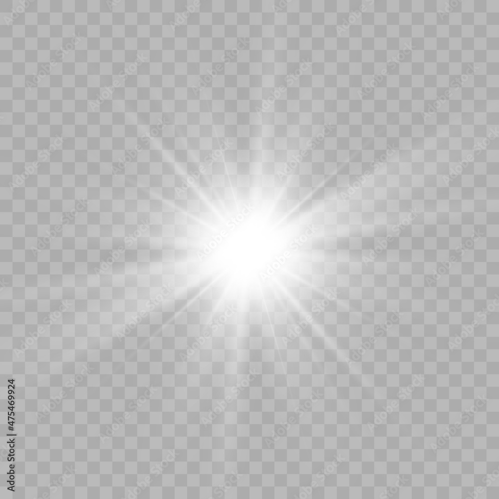 Bright white light effect with rays and highlights for vector illustration. Bright white light effect with rays and highlights for vector illustration.