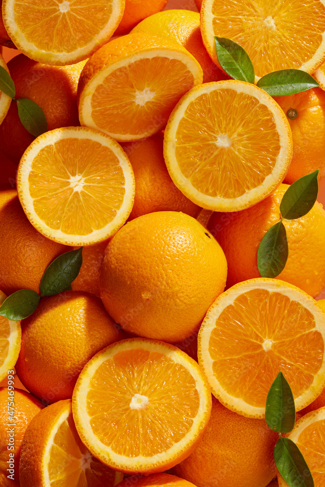 Background full with beautiful orange fruit , front view and blank space for product advertising Background full with beautiful orange fruit , front view and blank space for product advertising