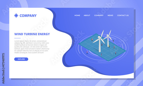 wind turbine energy blueprint concept for website template or landing homepage with isometric style