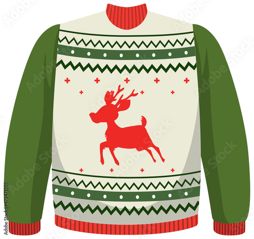 Christmas sweater in cartoon style isolated