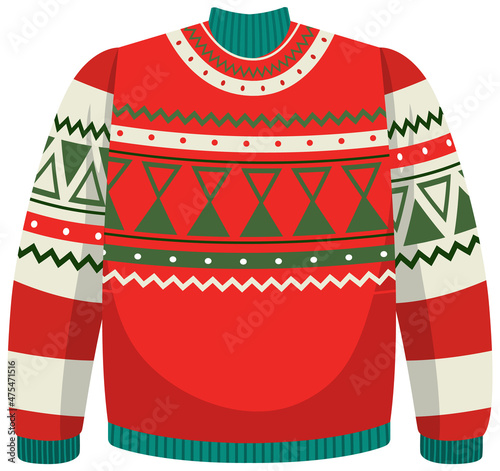 Christmas sweater in cartoon style isolated