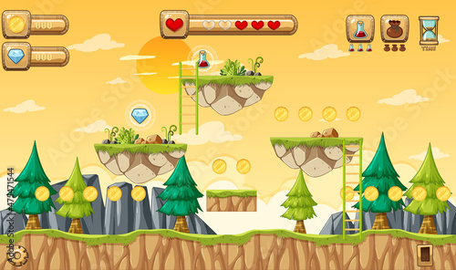 Game Template Nature Forest Scene