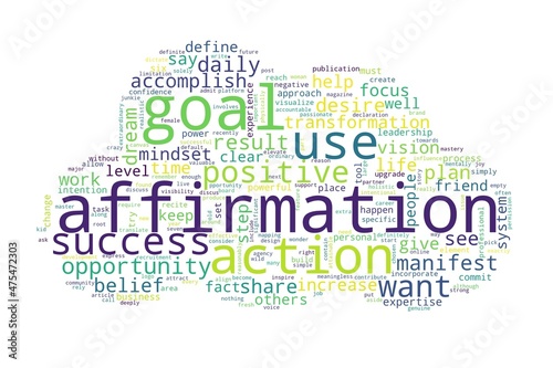Fotografi Word tag cloud on white background. Concept of affirmation