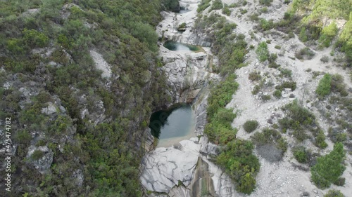 Drone tilt shot of 7 sete lagoas in Geres national park in Portugal, landscape photo