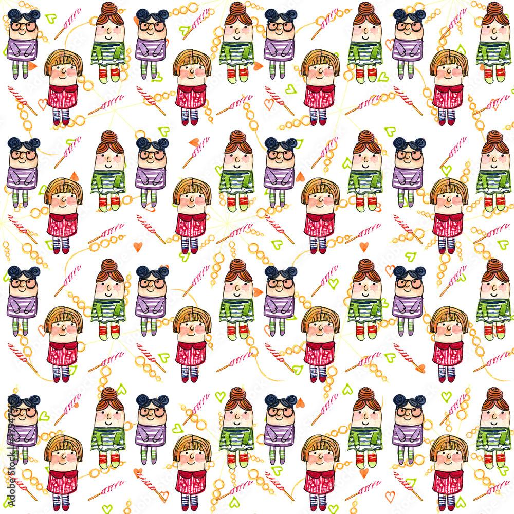 Pattern con bambine e dolciumi