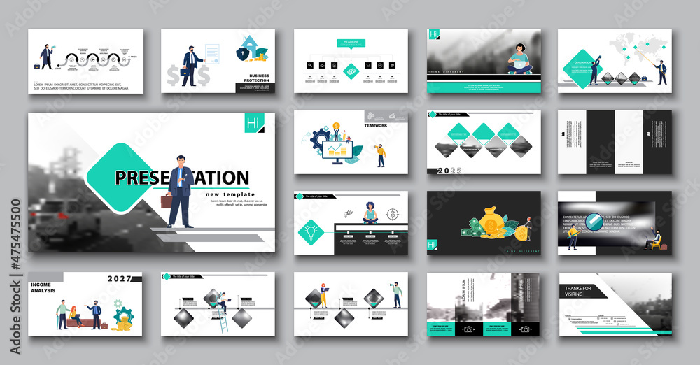 Business presentation, powerpoint, infographic design yellow elements template, background. Business travel by car. A team of people creates a city business. Financial work in a team. Use of flyers