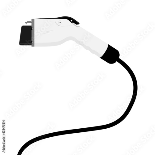 Electric car concept. Electric car charging plug isolated on  white.