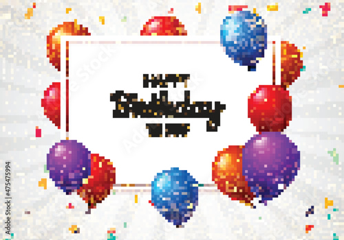 Decorative multicolored balloons happy birthday card background