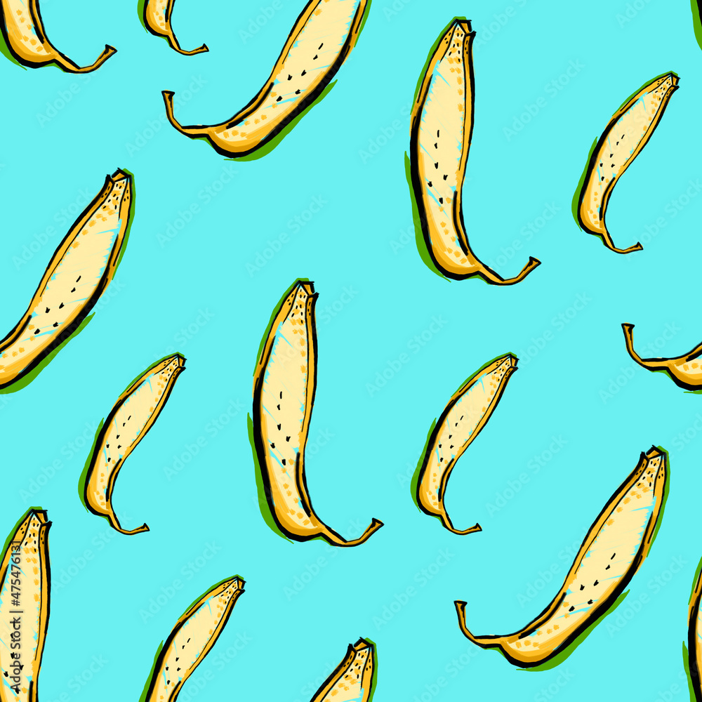 Вright pattern with bananas for baby textiles