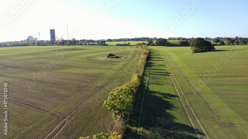 Fotografie, Obraz Aerial view of an agricultural field in the morning