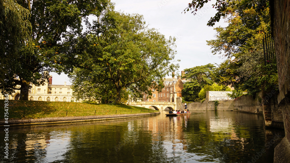 Cambridge town university buildings in England, UK.