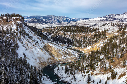 Calcite Springs along the Yellowstone River in winter in Yellowstone National Park, Wyoming, USA