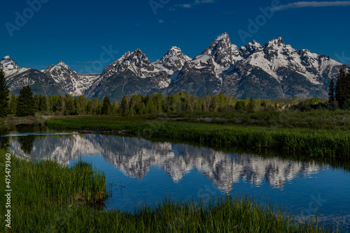 Grand Teton National Park, reflection of Teton Mountains and Snake River near Jackson Hole, Wyoming