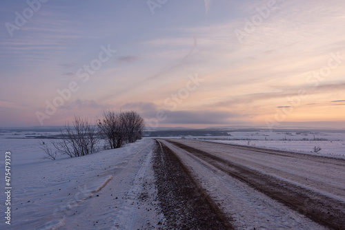 Frosty morning on the far north road. © Ilya