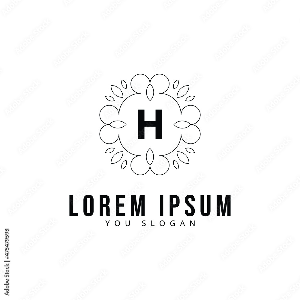 Fototapeta premium Creative vintage monogram logo with floral frame