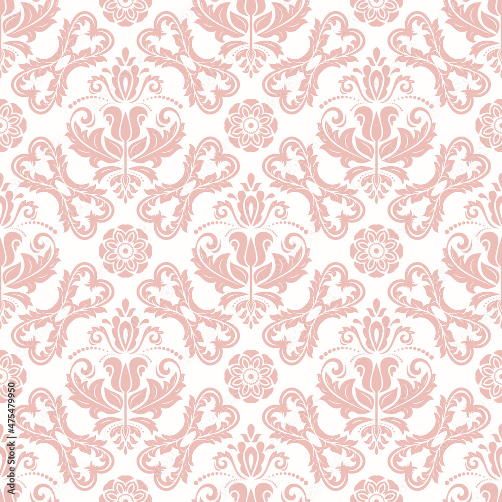 Classic seamless vector pattern. Damask orient ornament. Classic vintage pink background. Orient ornament for fabric, wallpapers and packaging Classic seamless vector pattern. Damask orient ornament. Classic vintage pink background. Orient ornament for fabric, wallpapers and packaging