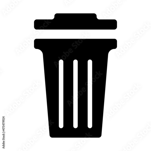 Trash bin icon, trash can with lid stock illustration