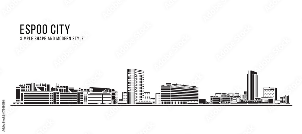 Cityscape Building Abstract Simple shape and modern style art Vector design - Espoo city