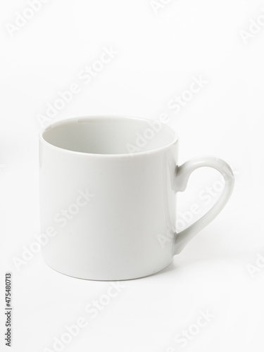 empty white porcelain coffee cup isolated on white background mocap