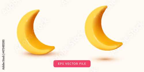 cute yellow moon 3d isolated cartoon style