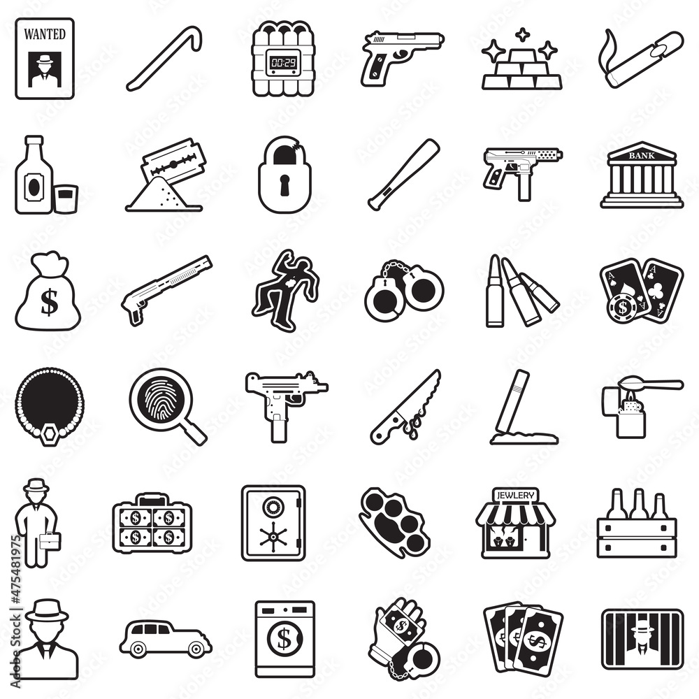 Mafia Icons. Line With Fill Design. Vector Illustration. Mafia Icons. Line With Fill Design. Vector Illustration.