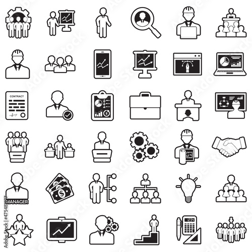 Manager Icons. Line With Fill Design. Vector Illustration.