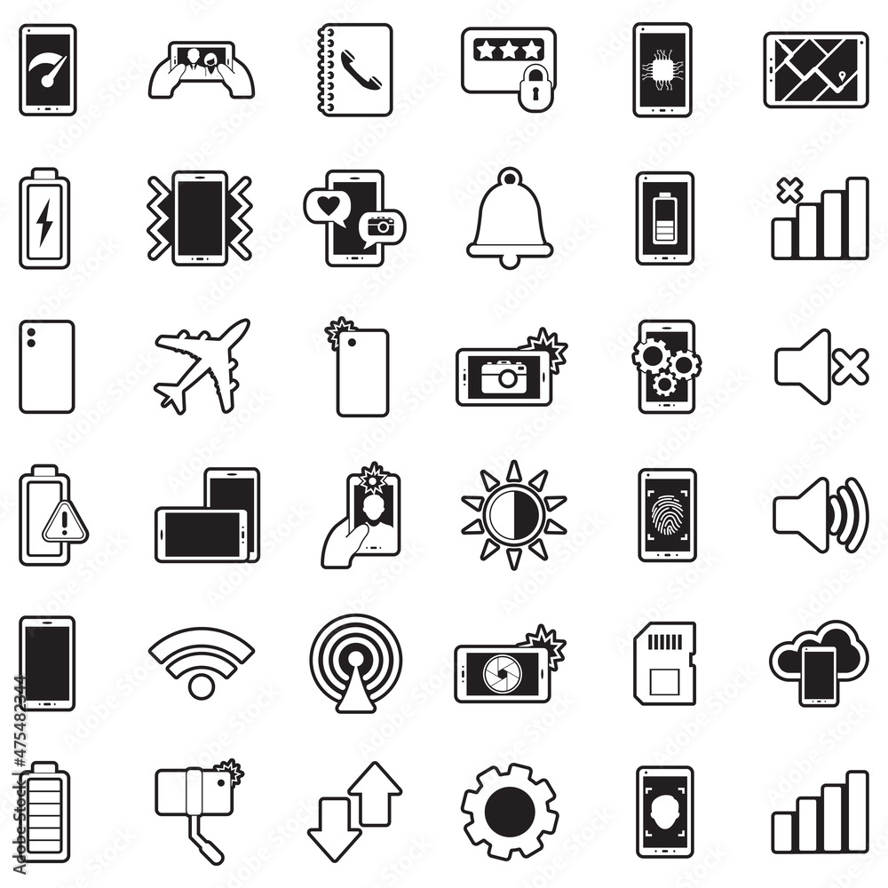 Mobile Phone Icons. Line With Fill Design. Vector Illustration. Mobile Phone Icons. Line With Fill Design. Vector Illustration.