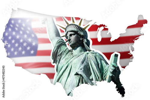 North America USA map. Silh...
