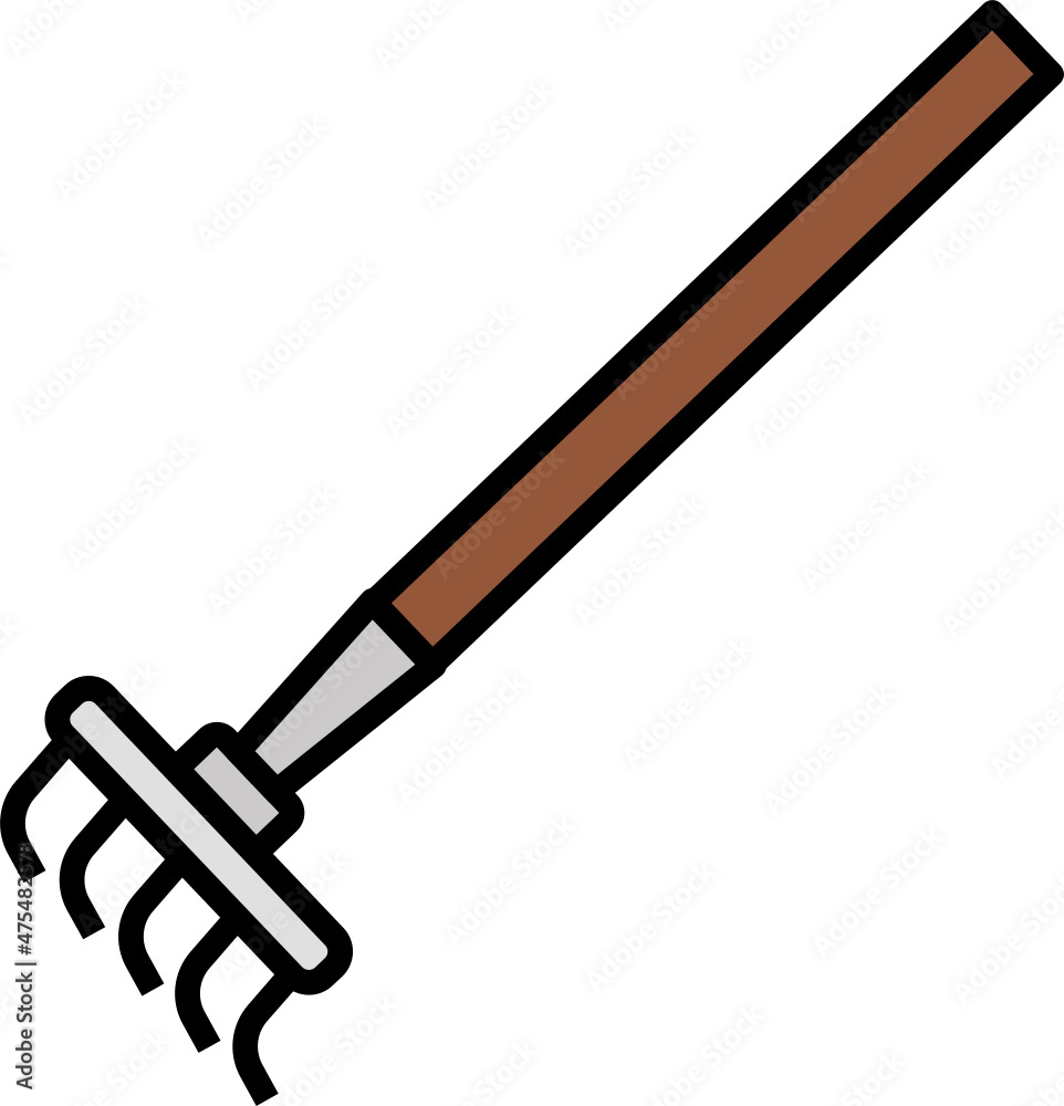 Farm Rake Icon. Farming gardening concept icon style Farm Rake Icon. Farming gardening concept icon style