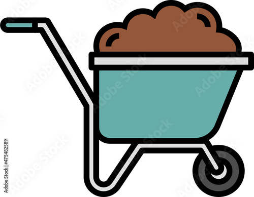 Farm Wheelbarrow Icon. Farming gardening concept icon style