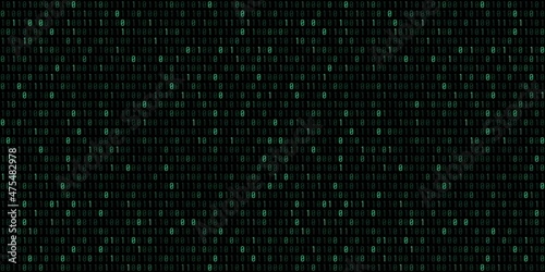 Binary code green seamless vector background