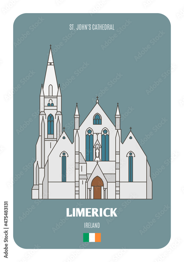 St. John's Cathedral in Limerick, Ireland. Architectural symbols of European cities
