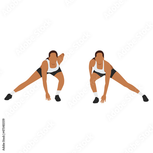 Woman doing Skater lunges exercise. Flat vector illustration isolated on white background