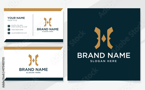 Initial letter H luxury logo for company with business card template