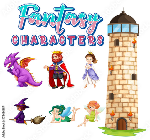 Fantasy cartoon characters set