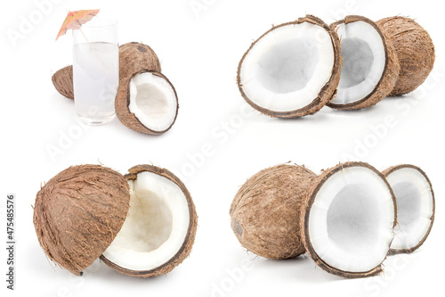 Collection of coconut isolated on a white background