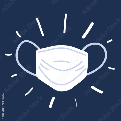 Cartoon vector illustration of coronavirus COVID-19 pandemic. Antiviral medical mask for protection against corona virus. Surgical protective mask. Medical respiratory bandage
