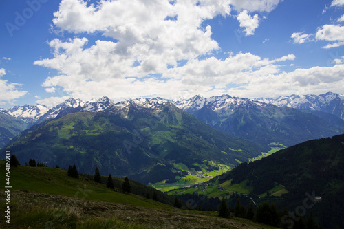 Panoramic view from the austria alps during summer day against sky