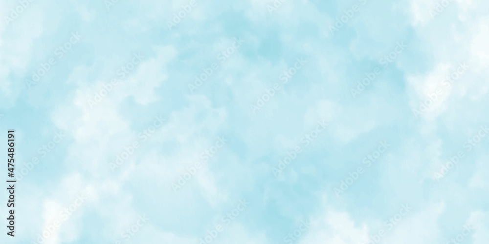 watercolour painting blue sky overcast above the cloud in vector view beautiful cloudscape for background