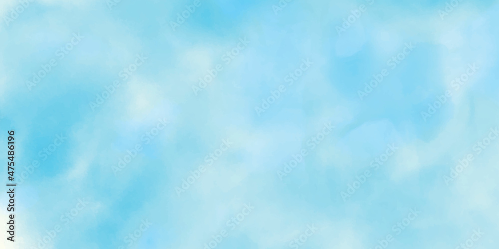 abstract watercolour painting blue sky overcast above the cloud in panorama view beautiful cloudscape for background. abstract watercolour painting blue sky overcast above the cloud in panorama view beautiful cloudscape for background.